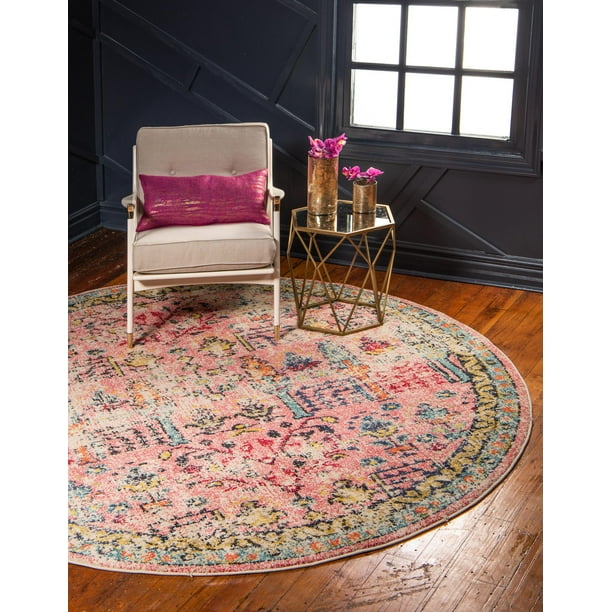 8 Ft Round Beige Medium Rug Perfect for Kitchens Dining Rooms Rugs.com El Paso Collection Rug 